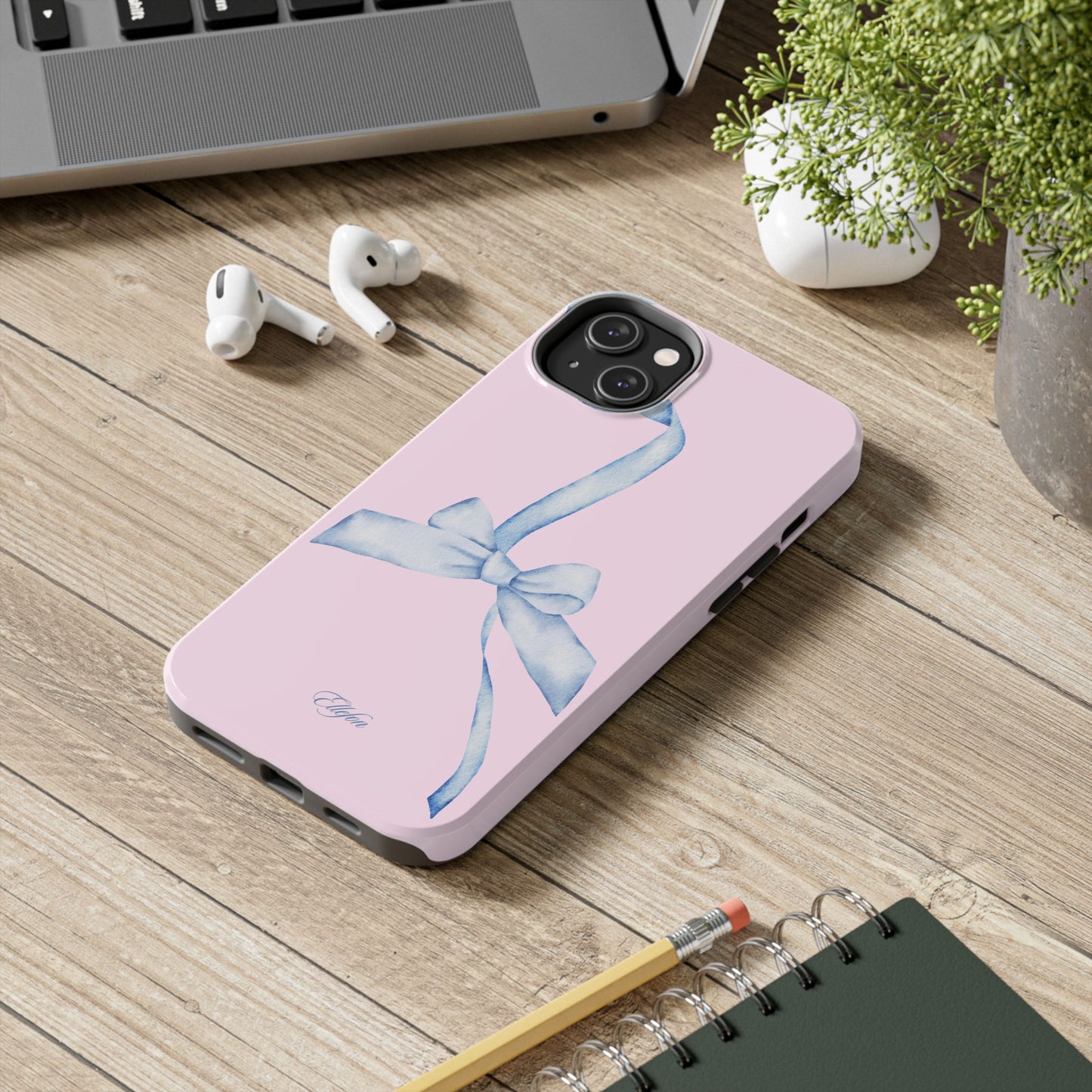 Blue Bow Pink Tough Case